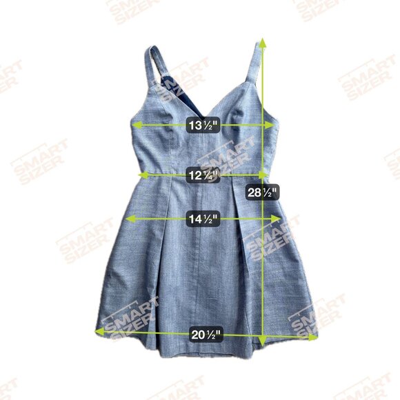 BCBGeneration Chambray Mini Dress Womens Blue Sleeveless Size S Old Money V Neck - Picture 2 of 6